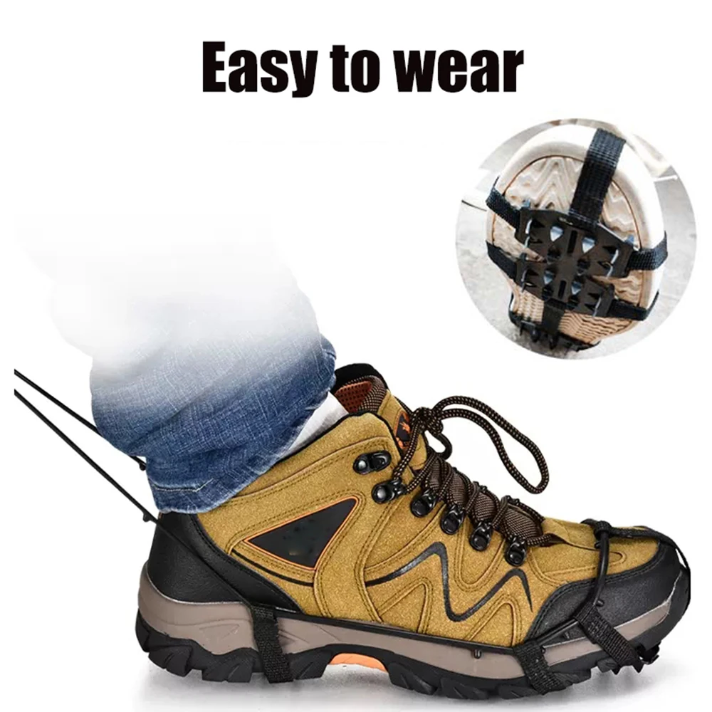 24 Steel Studs Ice Gripper for Shoes Anti-slip Ice Snow Walking Crampon for Winter Shoe Outdoor Hiking Climbing Snow Spikes Grip
