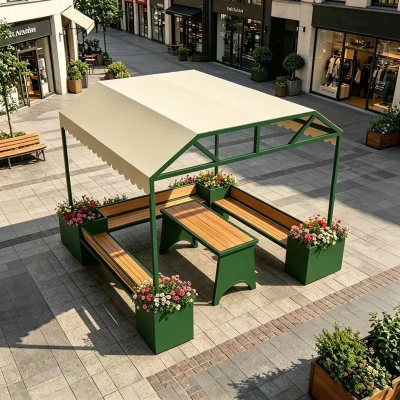 for Waterproof and sunscreen WPC table and chair set, fashion stand and gazebo with canopy, suitable for outdoor courtyard