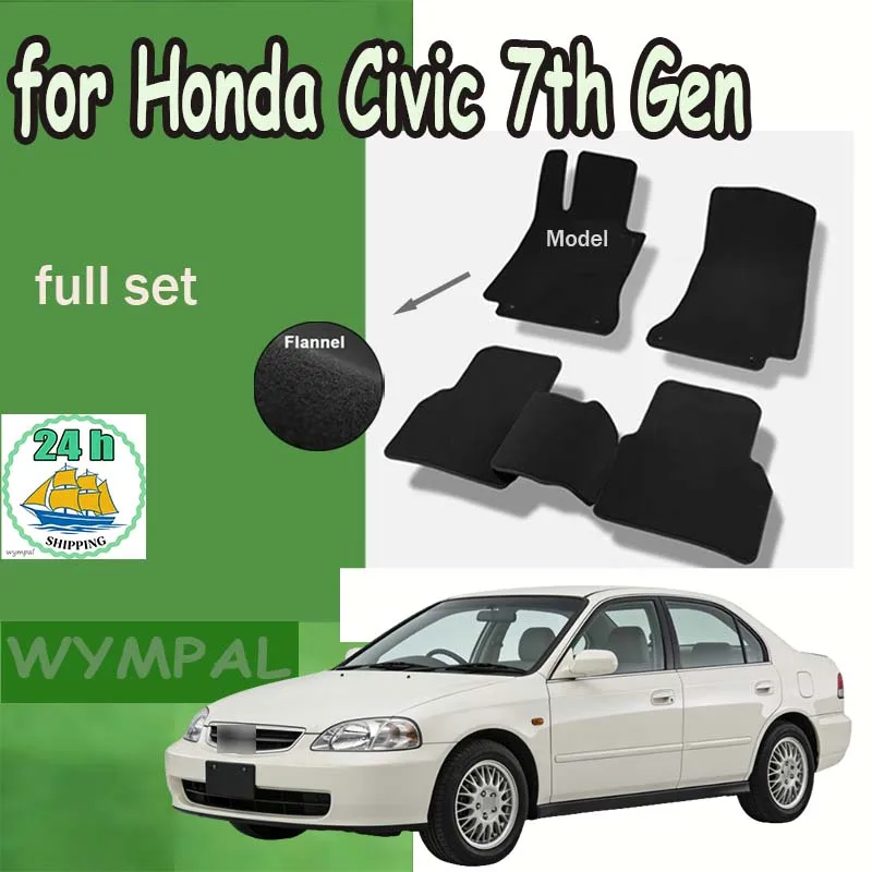 

Фланелевые коврики для Honda Civic 7-го поколения Ferio 2001~2005, автомобильные напольные коврики, противоскользящие подкладки для ног, ковровые покрытия