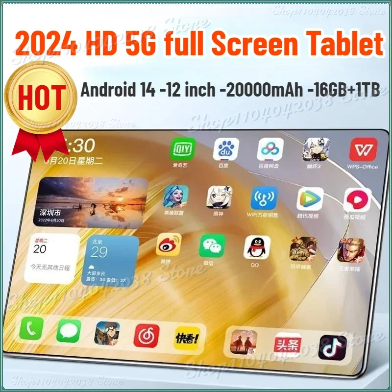 2024 Global Original Tablet IPad Air Pro 16GB 1TB Tablet 10-Core Android 14 Tablet PC Dual SIM 5G Calling Wifi Tablette Android