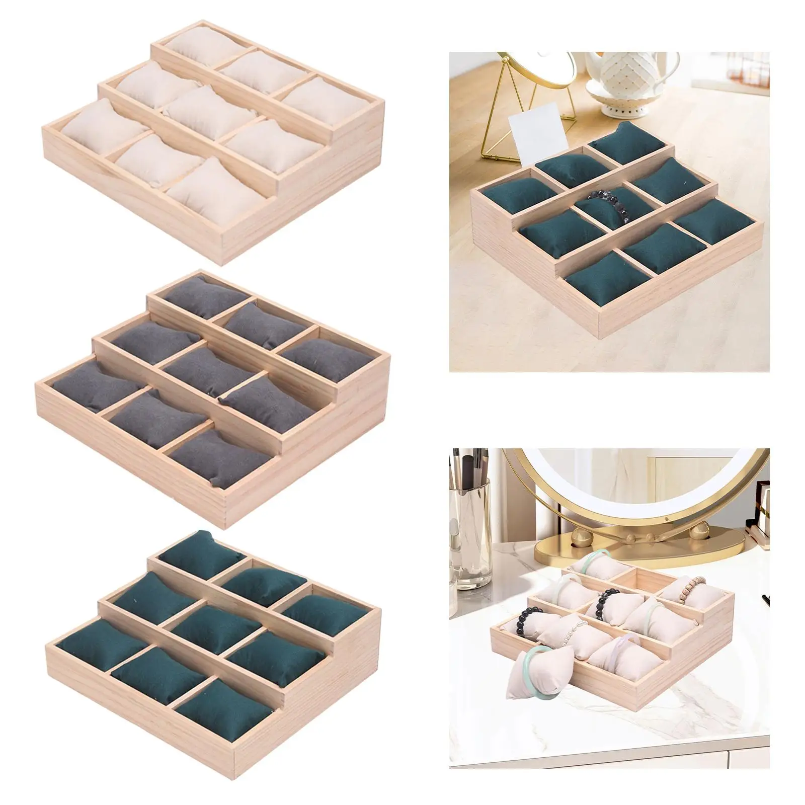 Watch Tray Jewelry Bracelet Storage Case Showcase for Dresser Gifts Drawer