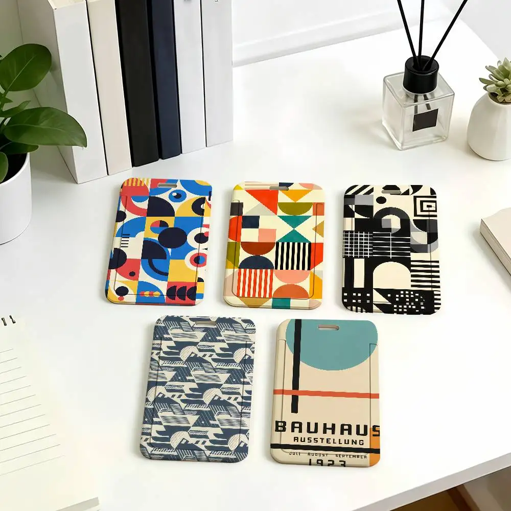 Abstract Bauhaus Card Holder Corporate Business Work Badge Holders Uisex Credit Bus Daily Commute ID Case