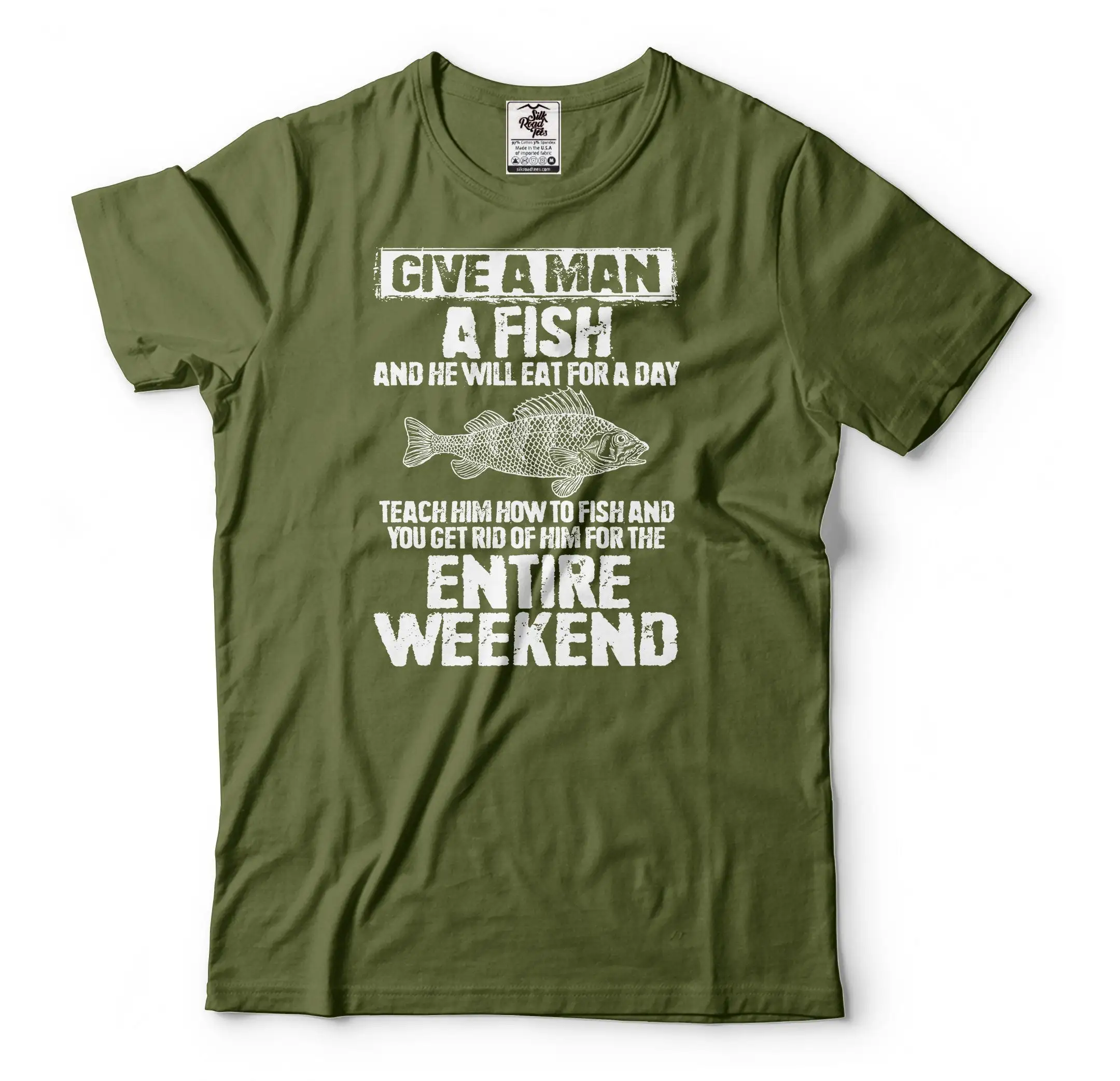 T-shirt de blague de pêche pour hommes, Donner à l'homme un poisson, Idées de week-end, Suffolk, S, Papa