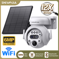 SHIWOJIA 6MP 4G Solar Panel Camera WIFI Night Vision Solar Security Battery Camera Two-Way Video PIR Human Detection Surveillanc