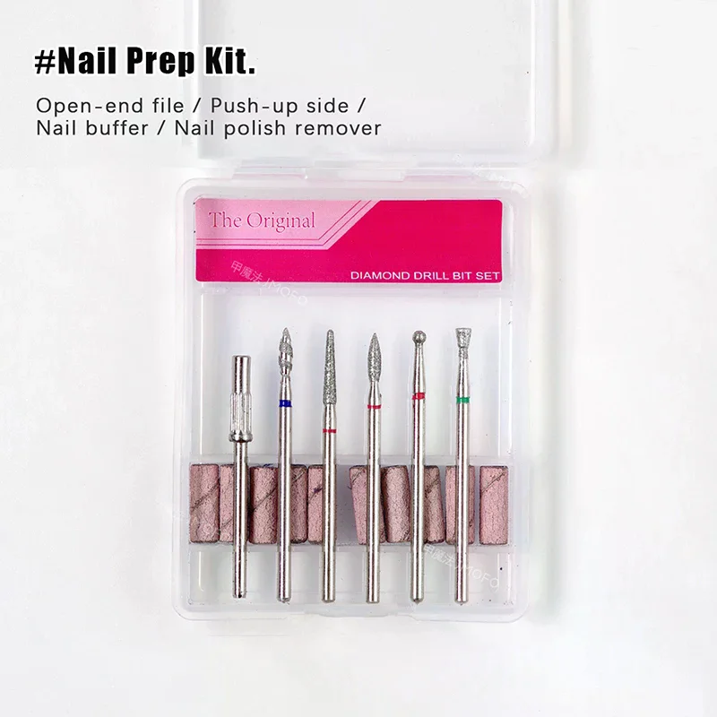 6Pcs/Box Diamond Nail Drill Bit Milling Cutter For Manicure Accessory Polishing Pedicure Electric Machine Nail Bit Burr Tools