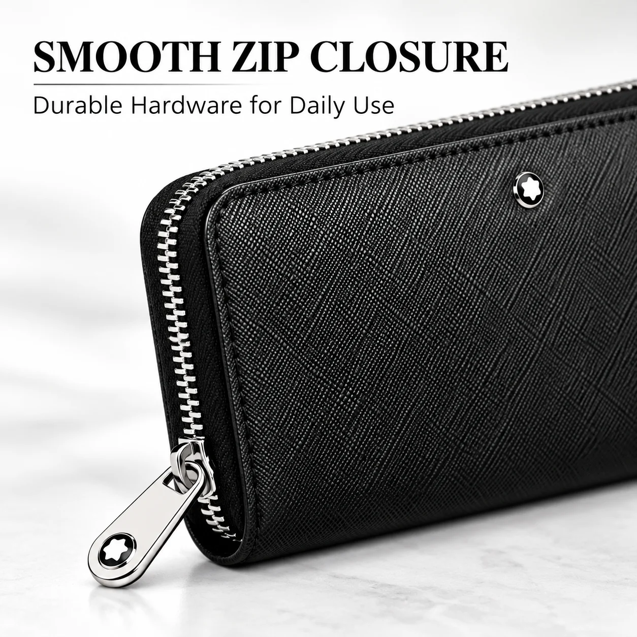 Classic Men Wallet Genuine Leather Clutch Multi Card Slots Large Capacity Long Zipper Pouch for Daily Business Travel Commuting