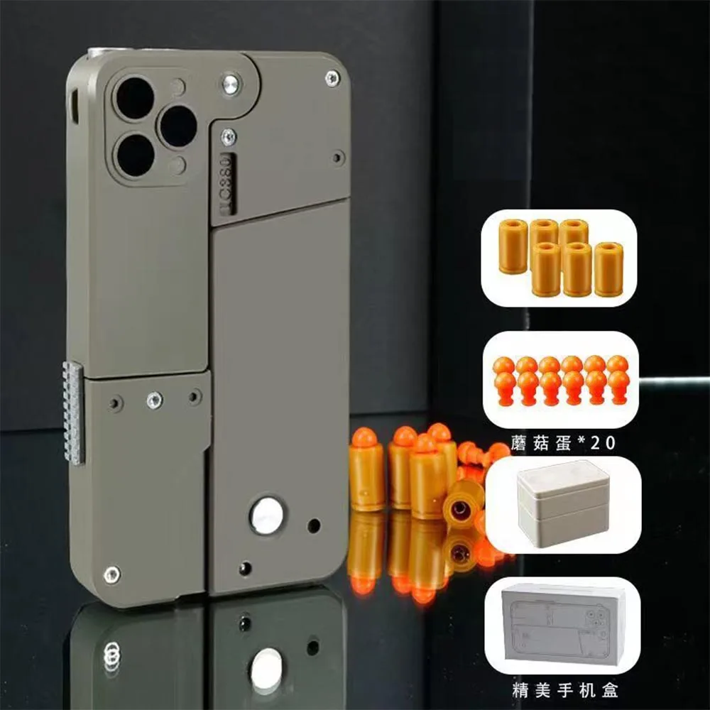 IPhone pistola pieghevole proiettili morbidi pistola giocattolo Shell espulsione telefono cellulare pieghevole Shopify Dropshipping