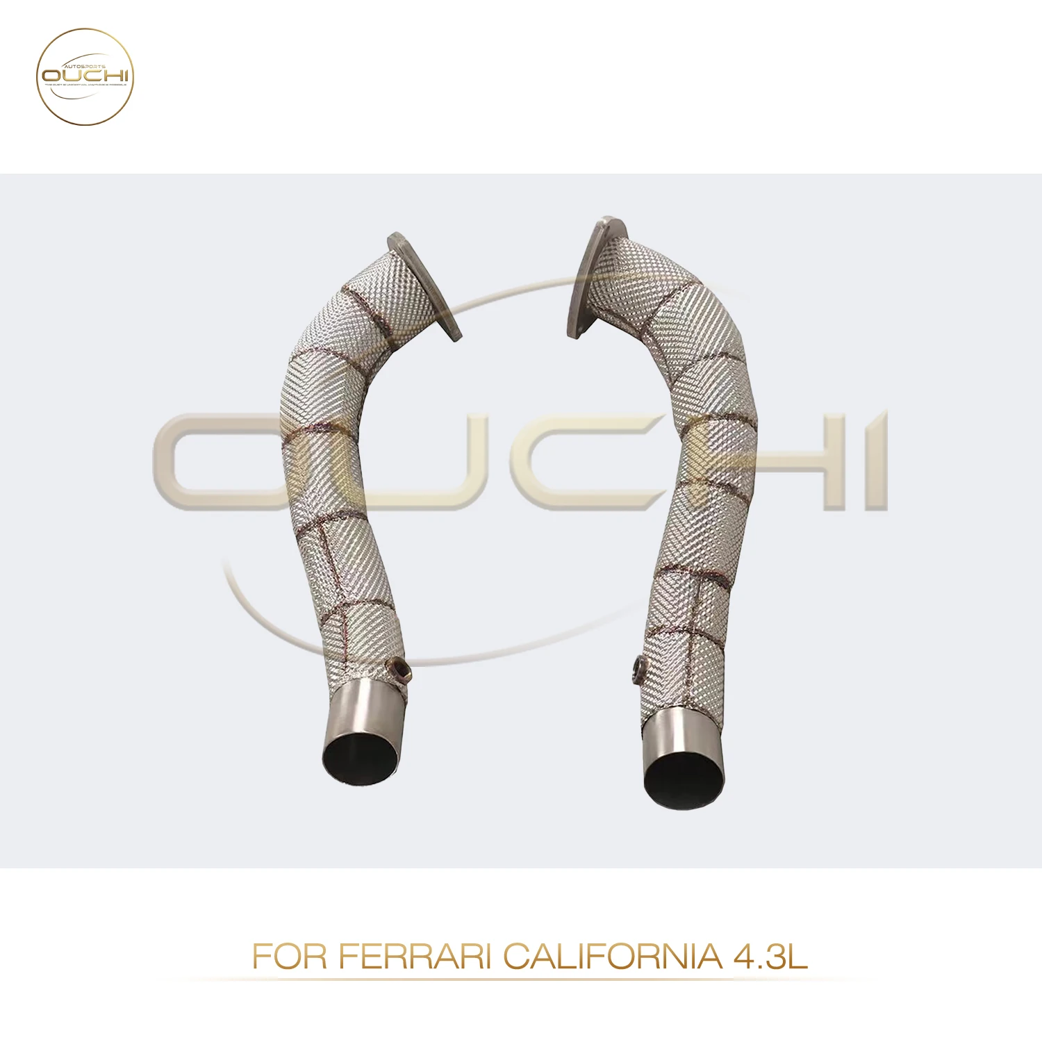 OUCHI Exhaust System High Flow Performance Downpipe for Ferrari California 4.3L Catted Catless Pipe With Heat Shield