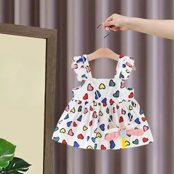 Summer New Girl's Clothing Full Of Love Princess Skirt Cute Strap Dress For Baby Girls, Comes With Dragonfly Shoulder Bag