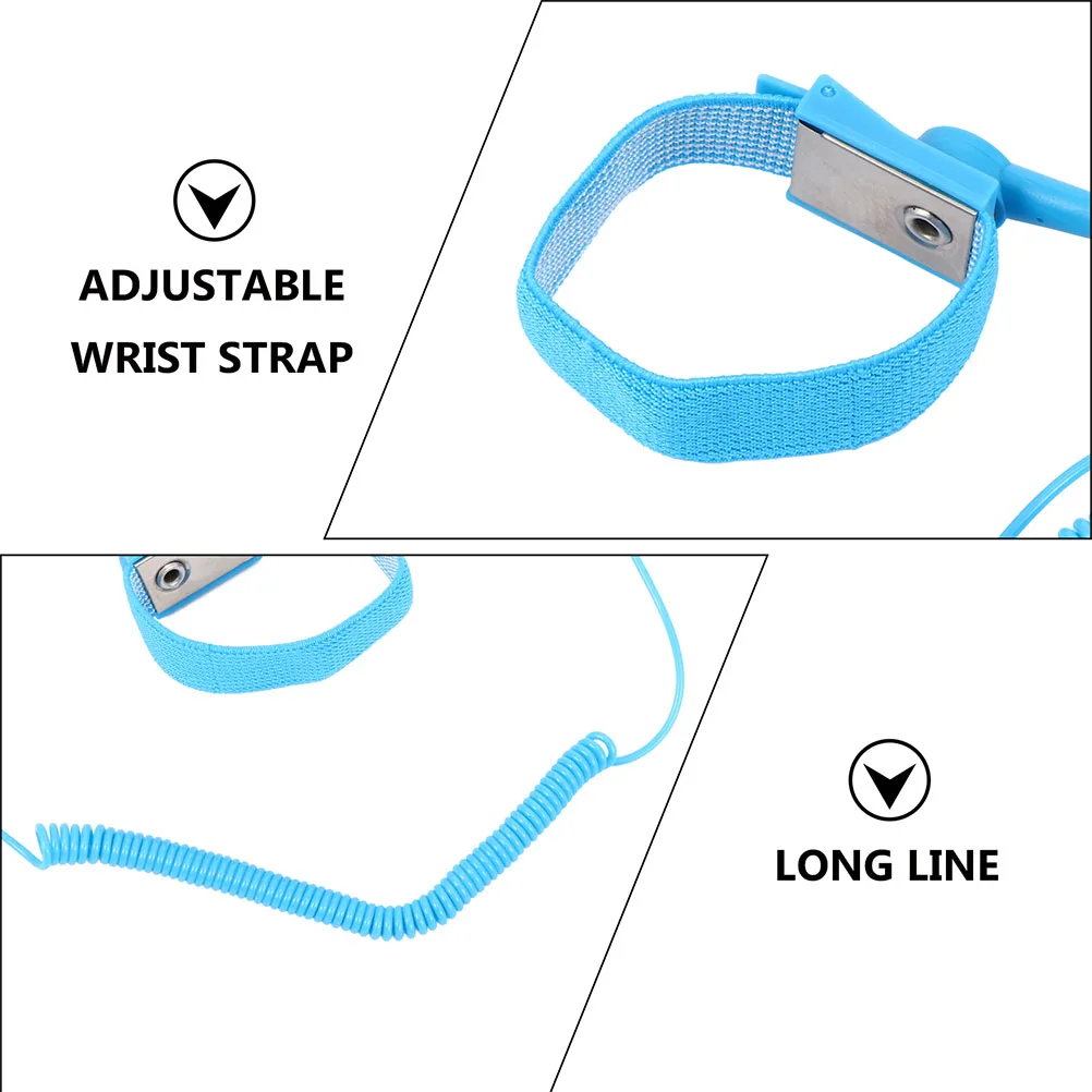 

3 Pcs Anti-static Bracelet Adjustable Esd Wrist Band Grounding Strap Electrostatic Wristband Blue Work
