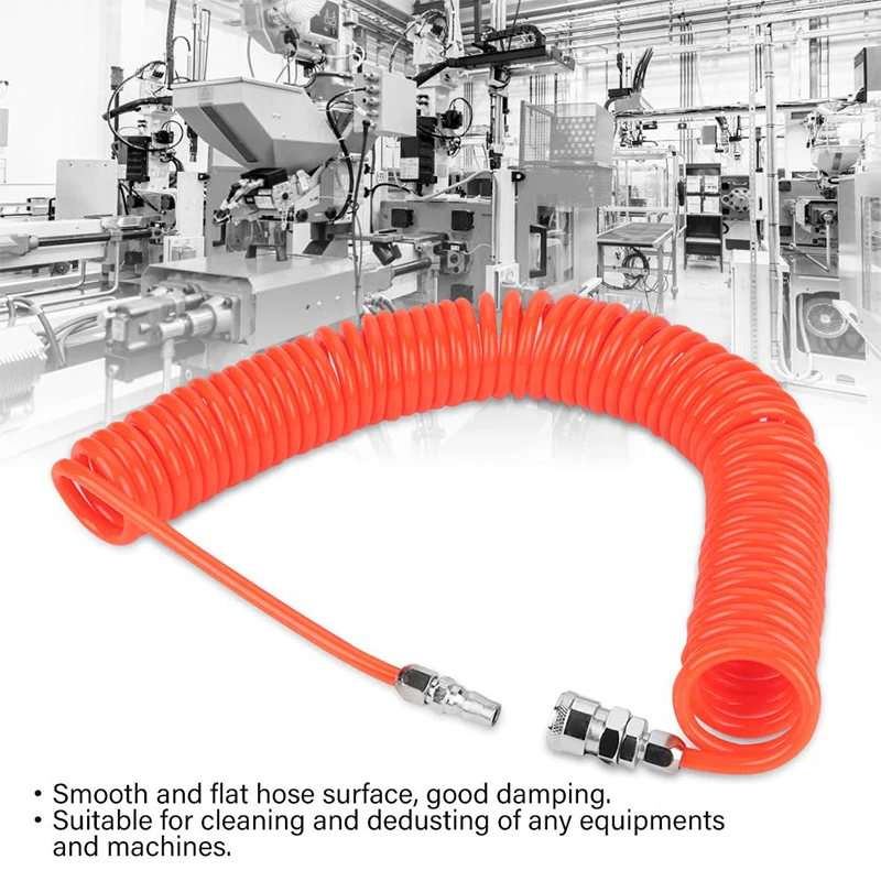 Air Compressor Hose, Heavy Duty Pneumatic Spiral Pipe for Air Tools,Long Flexible Air Hose with Fittings,High Pressure Resistant