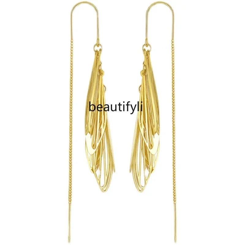 Tassel earrings light luxury niche temperament versatile fashion long earrings sterling silver earrings