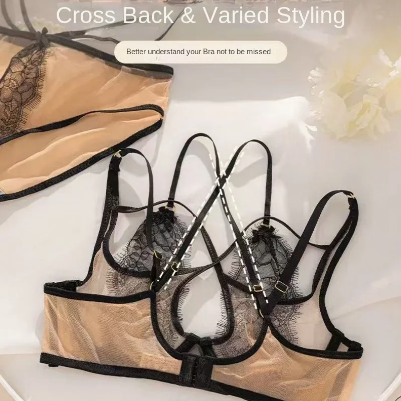 Ultra-thin Sexy Lace Hazy Attractive Comfortable Soft Steel Ring on The Support To Prevent Sagging Cross Beautiful Back Change