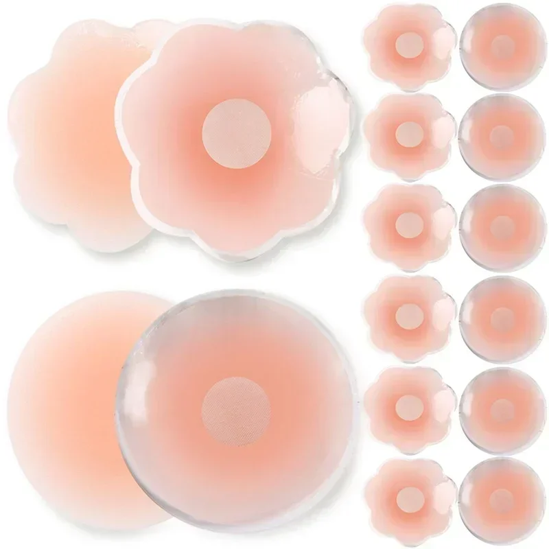 Invisible Reusable Women Breast Petals Lift Nipple Cover Petal Adhesive Strapless Backless Stick on Bra Silicone Breast Stickers