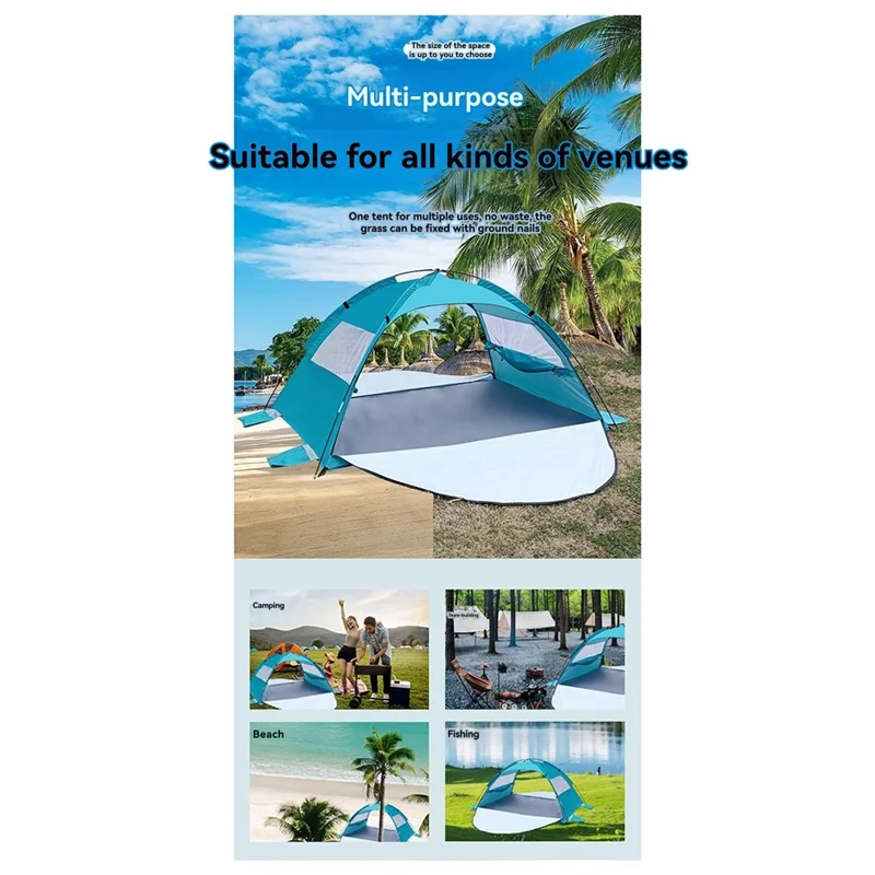 

RTSHE-Multi-Purpose Beach Tent Outdoor Camping Shelter Wind Resistant Sunscreen Rainproof 200X150x120cm
