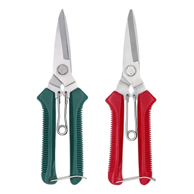 190mm Straight Head Pruning Shears Stainless Steel Non Slip Handle Garden Scissors for Bonsai Household Use Gardening Tools
