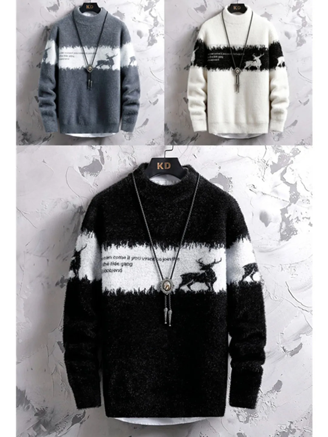 

Men's Thiened f High Collar Knitted Sweater Autumn Winter Warm Casual Woolen Coat Youthful Sle Long Sve Top