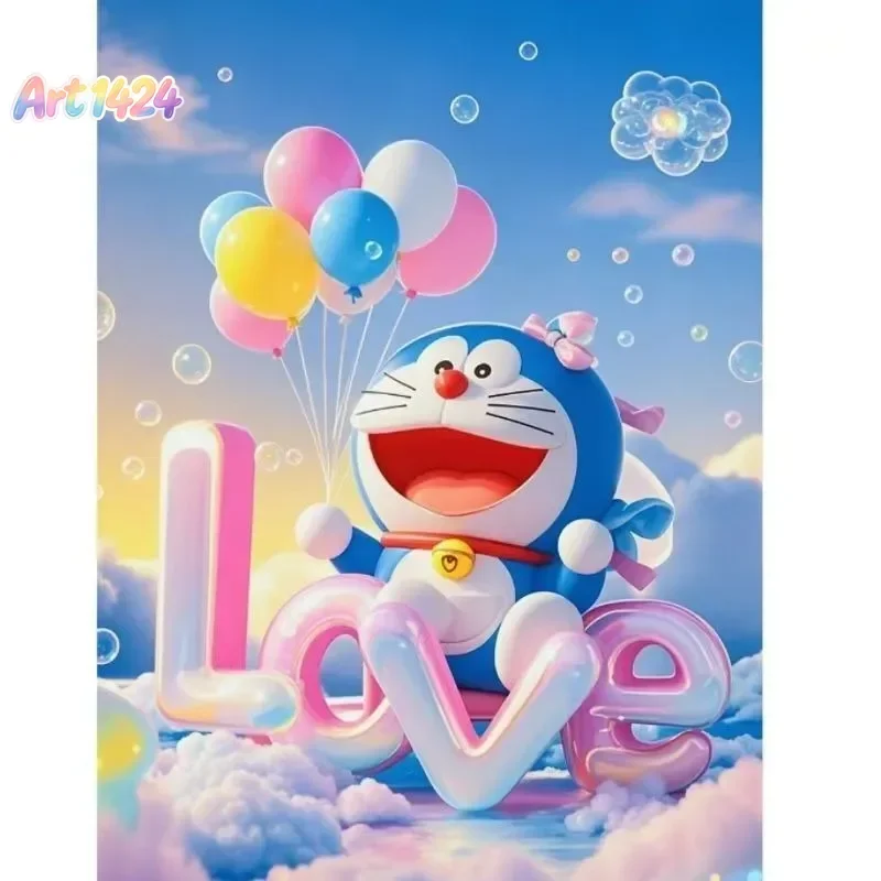 Hot Selling Doraemon Confess Cartoon Frameless Canvas Print Art Bedroom Living Room Study Door Window Entrance Wall Decoration