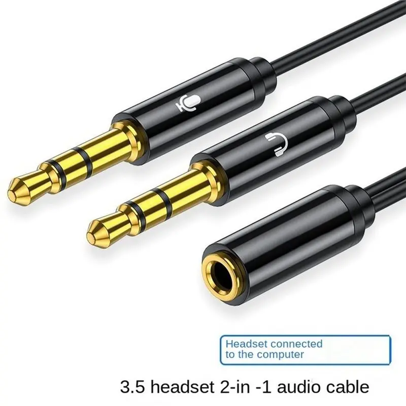 B67C For Computer Splitter Headphone 3.5Mm Female To 2 Male 3.5Mm Mic Audio Y Splitter Cable Headset To PC Adapter AUX Cable
