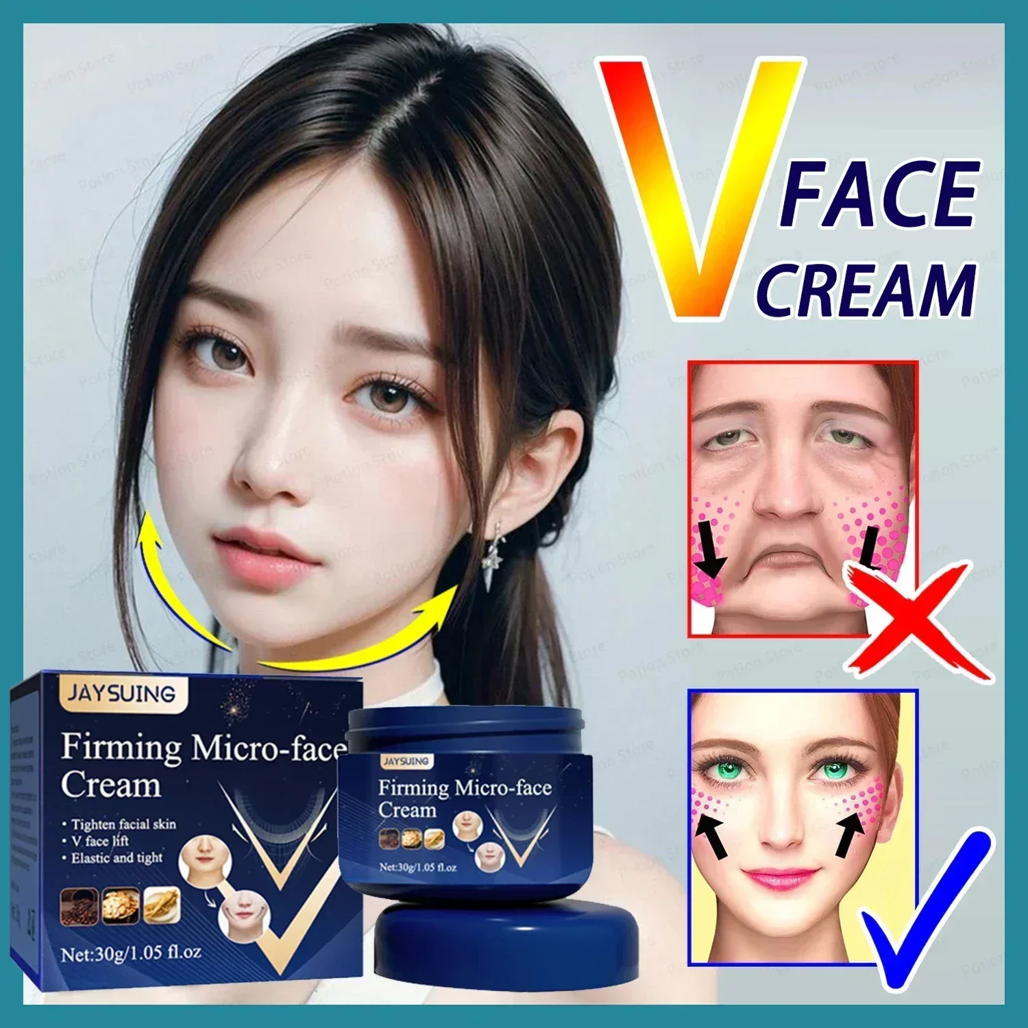 Firming Face-lift Slimming Cream V-Shape Slimming Removal Masseter Muscle Double Chin Face Fat Burning Anti-aging Products 30g