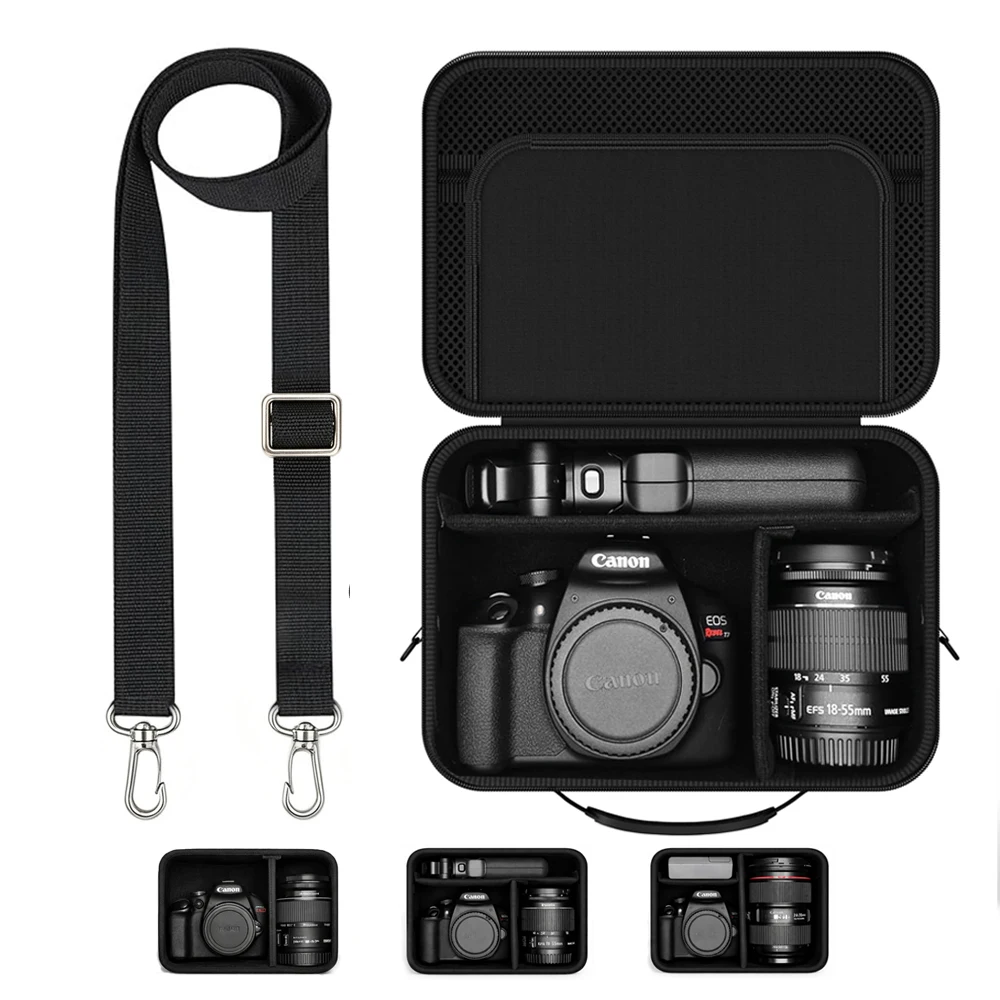 Estojo para Câmera para Canon EOS Rebel T7/R50/R100 e Mais Câmeras DSLR e Mirrorless, Bolsa de Viagem Portátil com Divisórias Ajustáveis