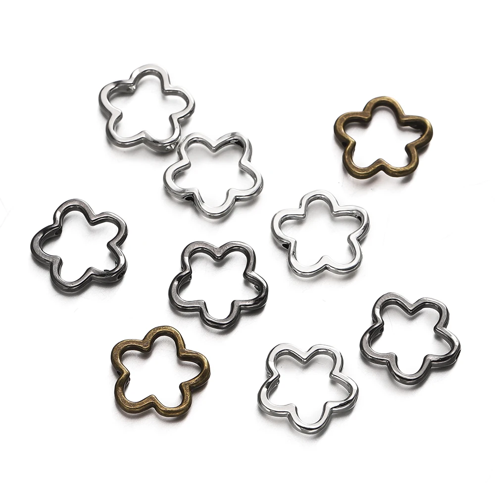 10pcs/lot 15x15mm Cute Hollow Flower Charms Connector Pendant Fit DIY Handmade Metal Alloy Jewelry Making Supplies