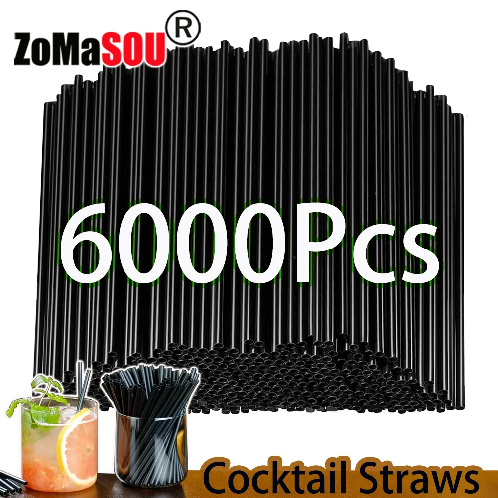 50-6000PC Black Straws Flexible Drinking Straws Cocktail Coffee Straw plastique Drink Tube Straw for Wedding Bar Party Wholesale