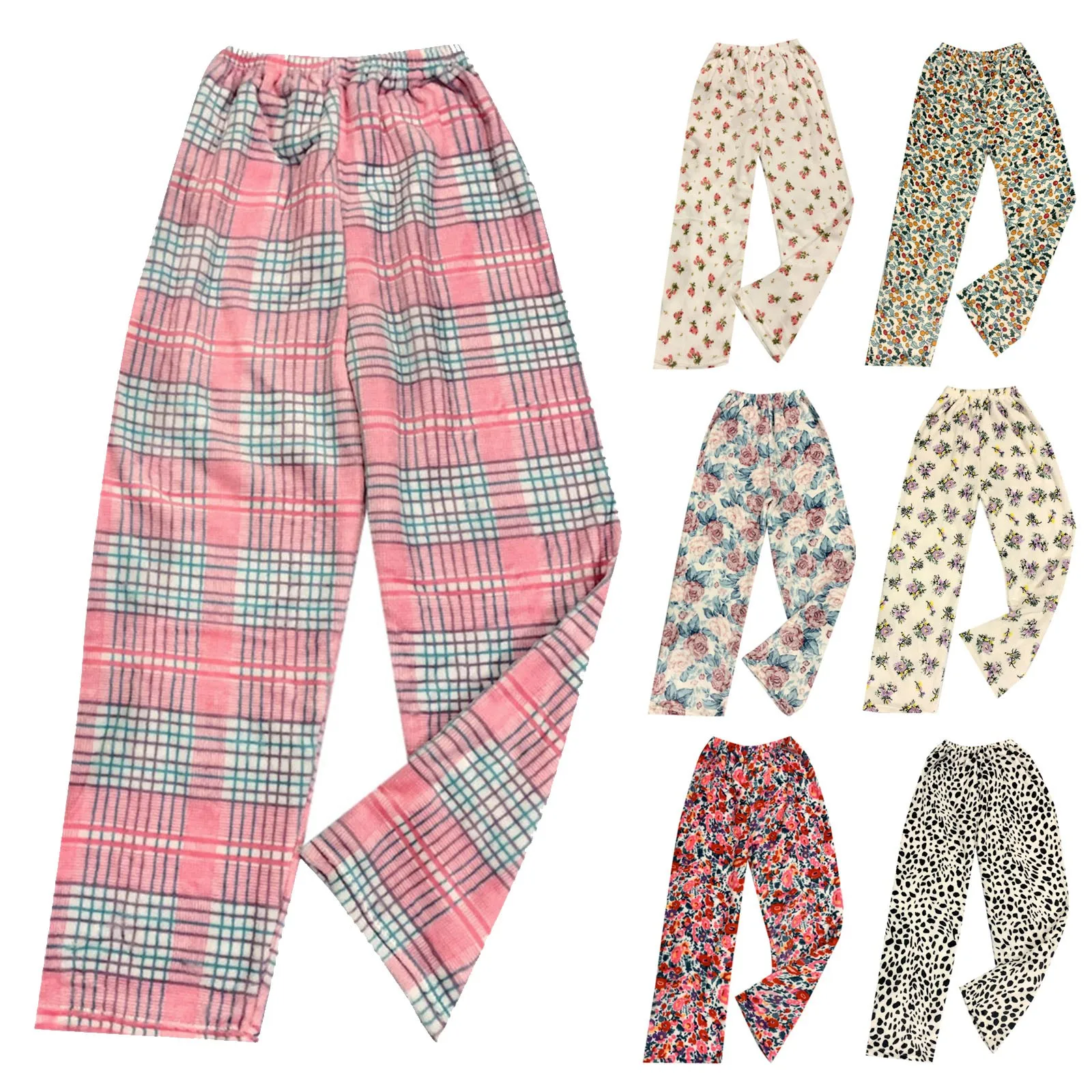 Fashion Warm Plush Home Pants Cashmere Thick Plaid Ladies Winter Casual Loose Autumn Pajamas Pants Comfortable Y2K Sweet Pants