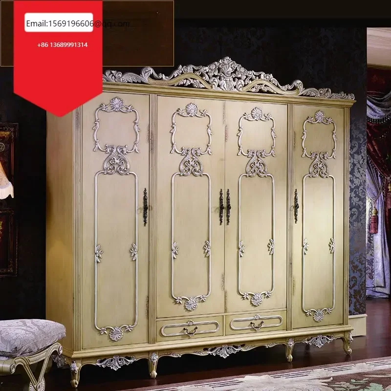 

Italian four-door wardrobe villa bedroom lockers European-style solid wood wardrobe custom