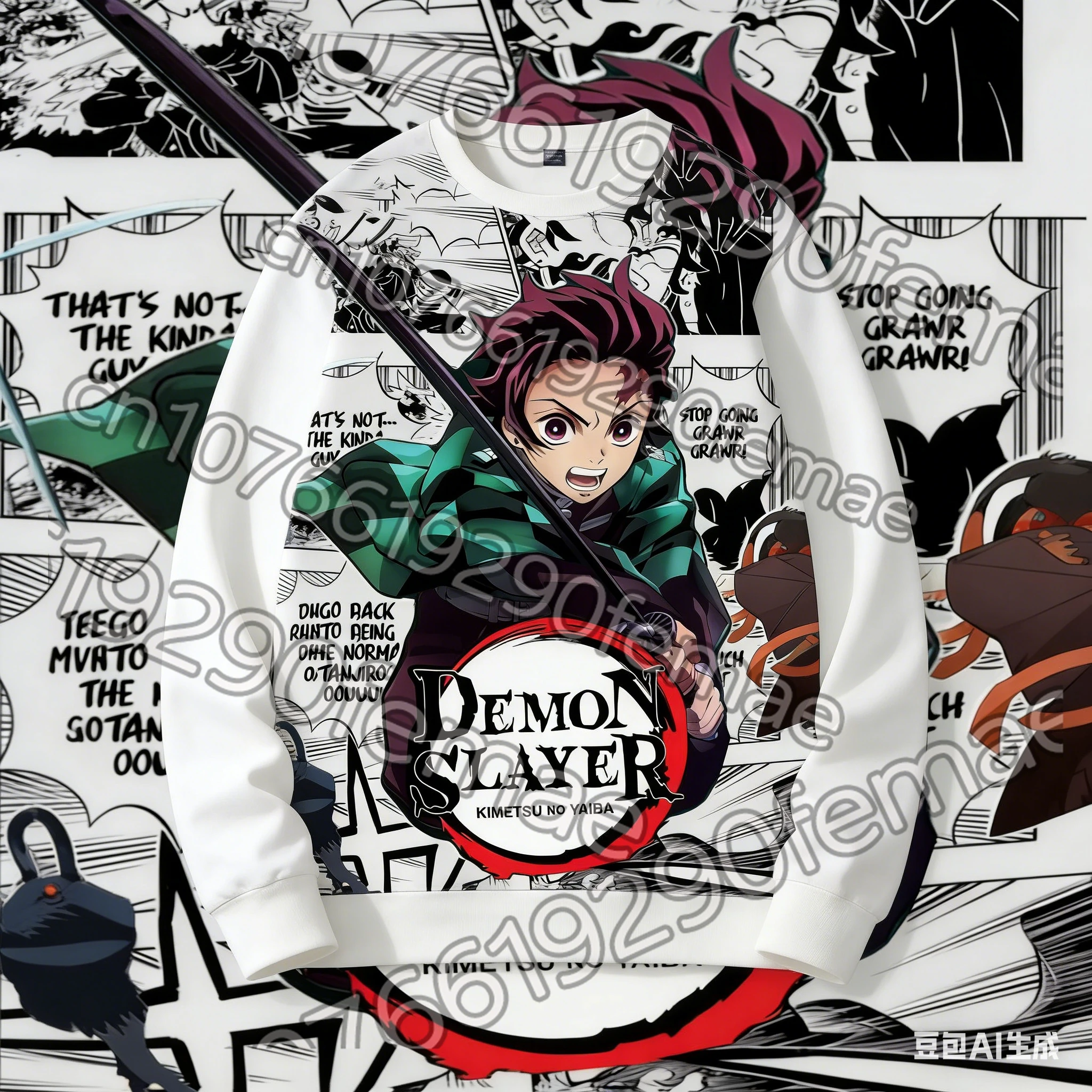 

Trendy Anime Style, Demon Slayer 2026 New Round Neck Sweatshirt,Children Unisex, Spring Autumn Winter Home Travel Outerwear Top