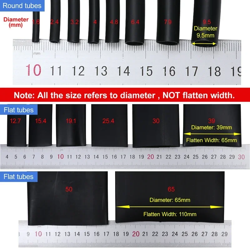 1/5/10/25/50M 3:1 Heat Shrink Tube 1.6/2.4/3.2/4.8/6.4/7.9/9.5/12.7/15.4/19.1/25.4/30/39/50/65mm Adhesive Heat Shrink with Glue