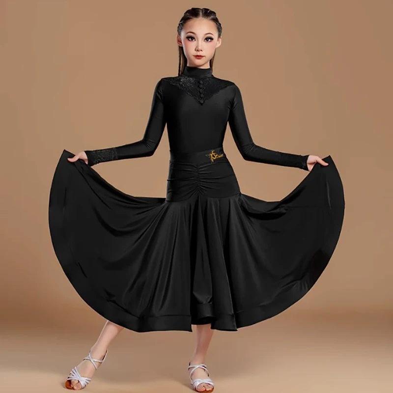 

Детская нейлоновая современная одежда для латинских танцев для девочек, комплекты из трех предметов, униформа для соревнований, национальный стандарт, танцевальная одежда для выступлений на сцене