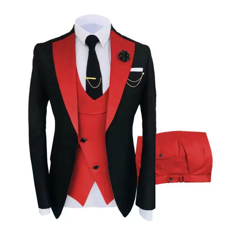 

Customized Men's Suit (Blazer+Vest+Pants) Fashion Business Single Breasted Men's Casual Suit Groom's Wedding Dress Party Tuxedo