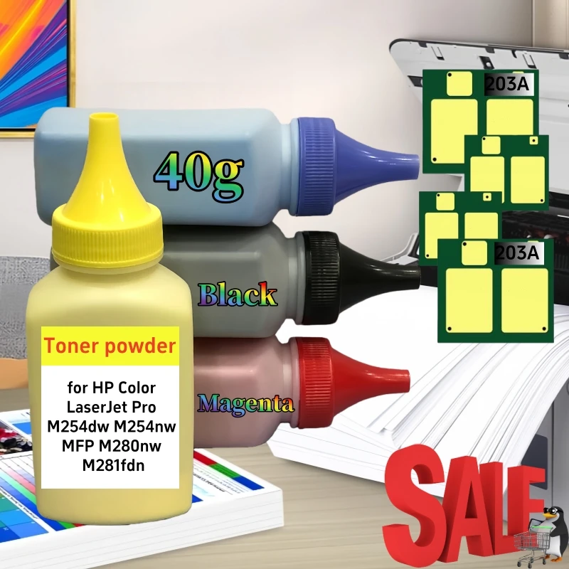Toner Powder Reset Chip for HP Color LaserJet Pro M254dw M254nw MFP M280nw M281fdn 203A CF540A CF541A CF542A CF543A