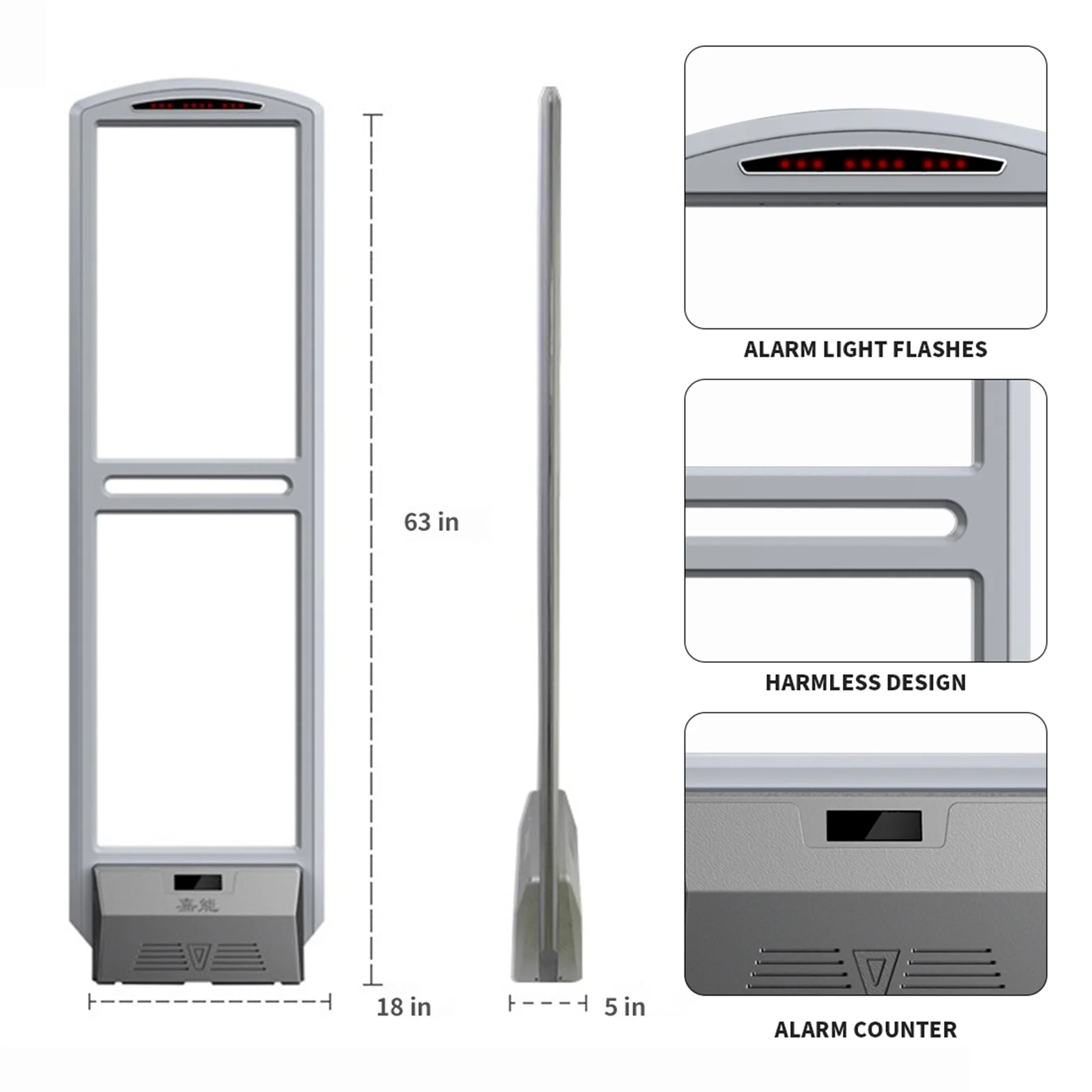 ประตูรักษาความปลอดภัย AM 58kHz ที่ได้รับการปรับปรุง ระบบ EAS สําหรับอุปกรณ์ป้องกันการโจรกรรมป้องกันการสูญเสียซูเปอร์มาร์เก็ตสําหรับร้านค้าปลีกป้องกันการโจรกรรม