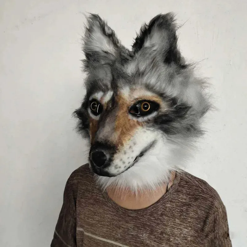 

NewHalloween wolf dog party mask simulation animal funny Halloween Christmas cosplay party eagle and rooster mask can be reused2