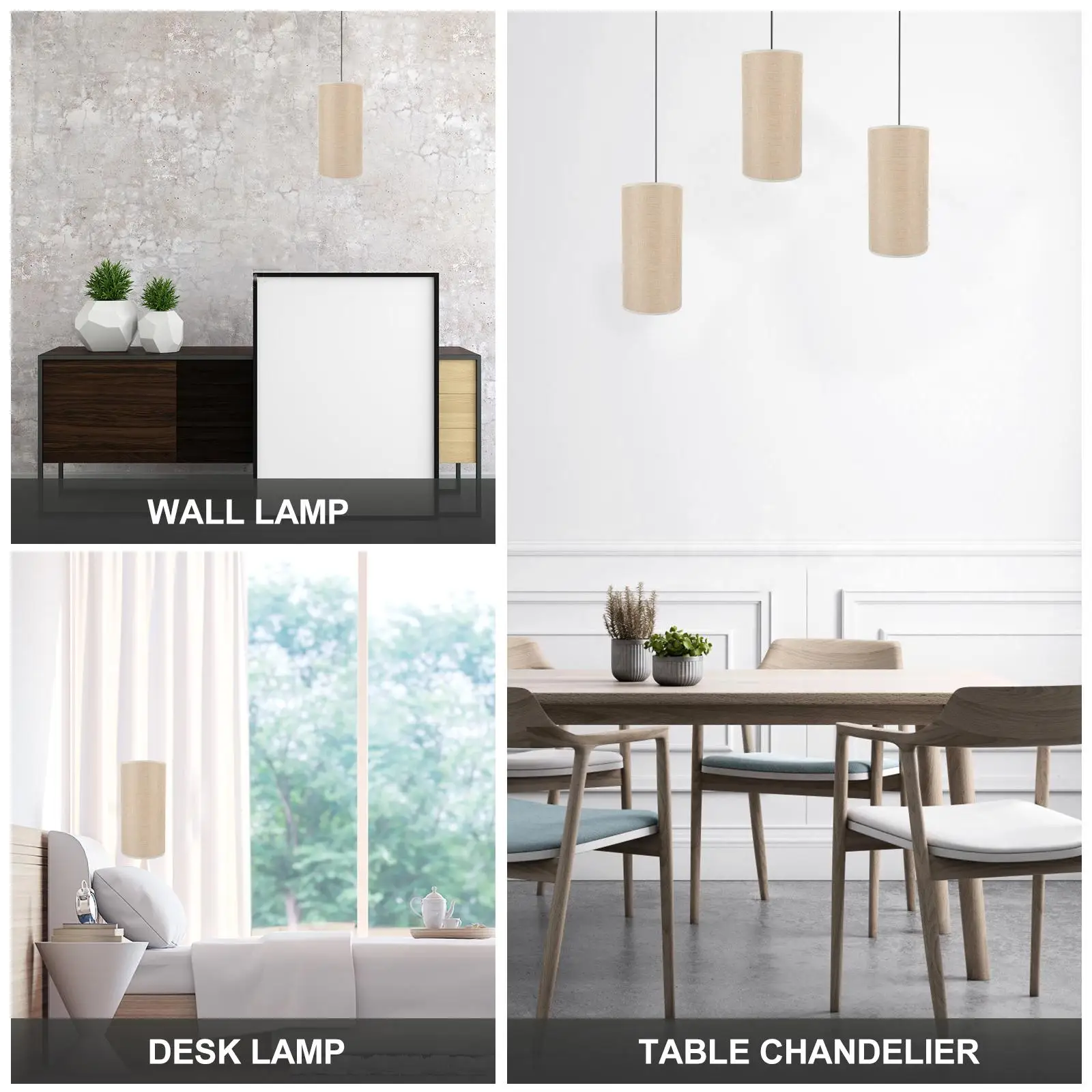 Standard Cylindrical Linen Lampshade Desk Light Accessories Pendant Rechargeable Bulb