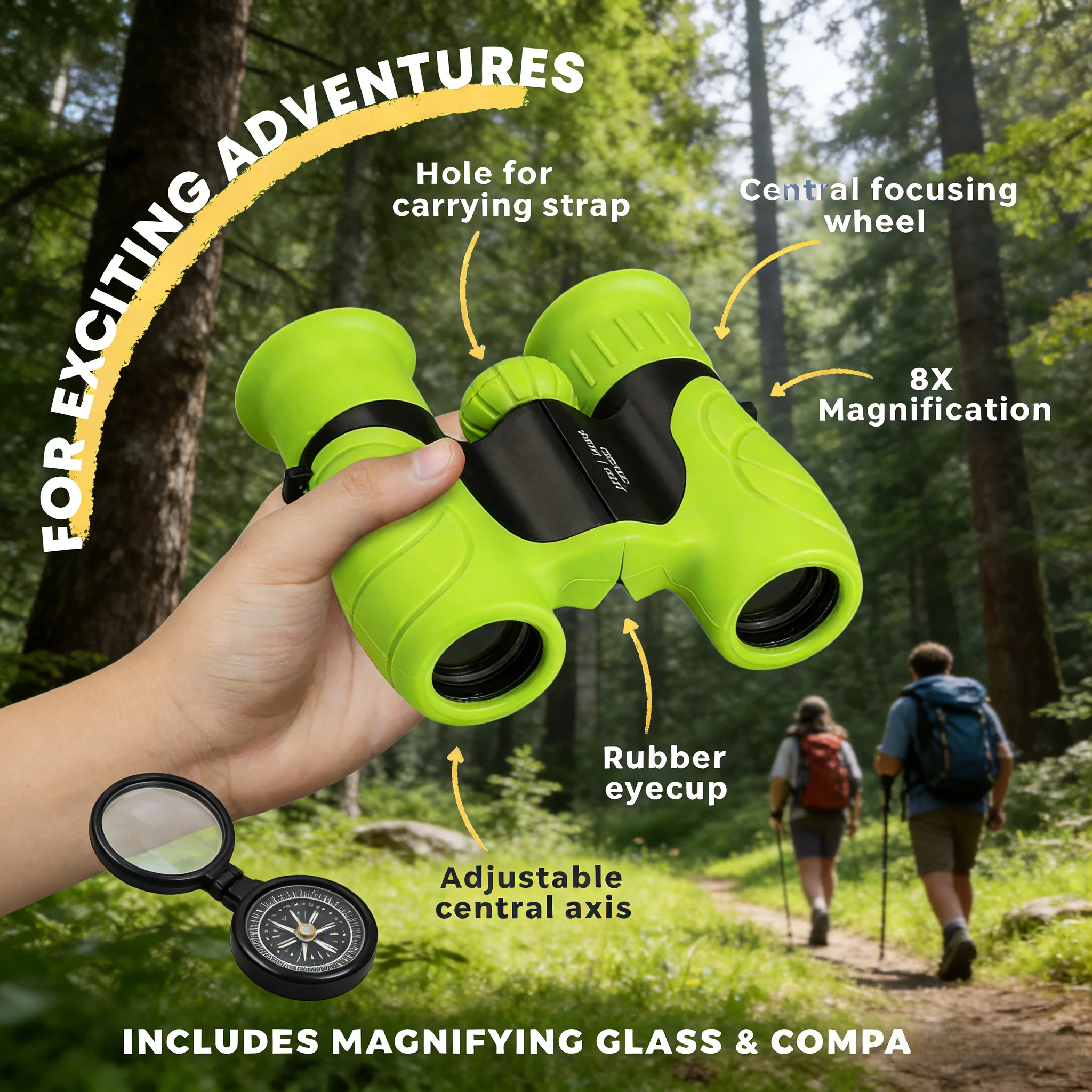 

8x21mm Kids Binoculars | Foldable Educational Optics Telescope | Outdoor Bird Watching Camping Toy for Children