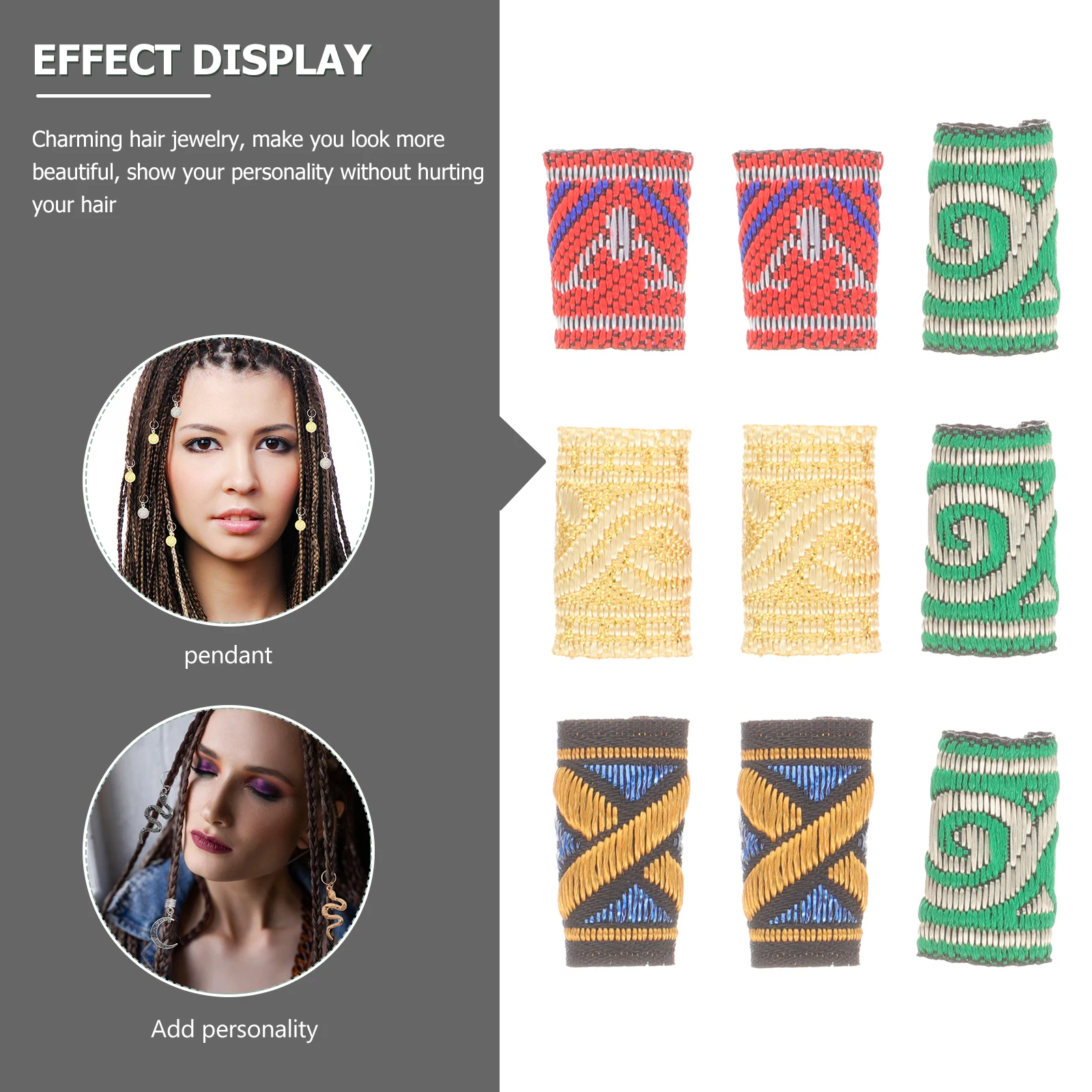 

15Pcs Premium Colorful Cloth Hair Cuffs for Dreadlocks Braids Stylish Accessory Gift Hair Cuffs Filigree Tube Dreadlocks Ring