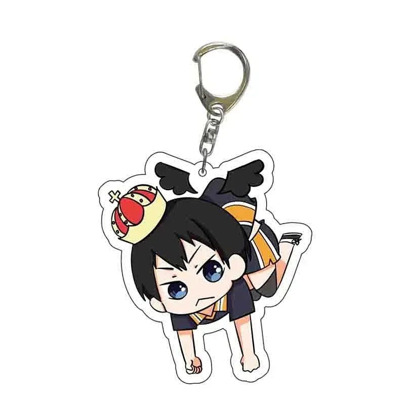 Anime Haikyu!! Hinata Shoyo Kageyama Tobio Keychain Cute Cartoon Model Acrylic Keyring Bag Baji Accessory
