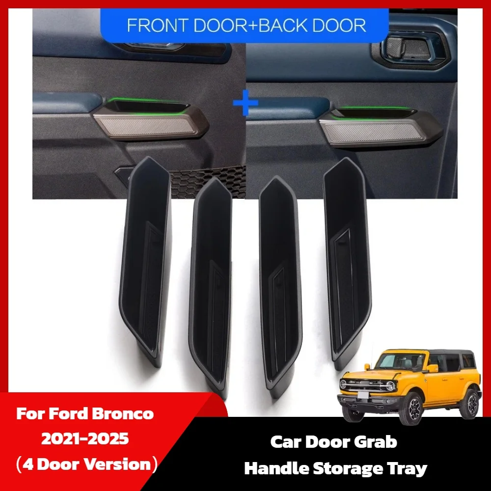 

For Ford Bronco 2021-2025 Four Door Version Car Door Grab Handle Storage Tray Compartment Phone Holder Auto Interior Accessories