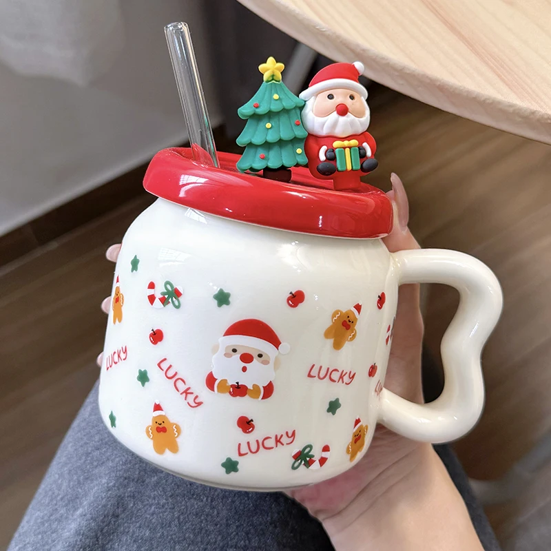 christmas-gift-ceramic-cup-with-straw-birthday-practical-small-gift-for-men-and-women-holiday-cup-utility-drinkware