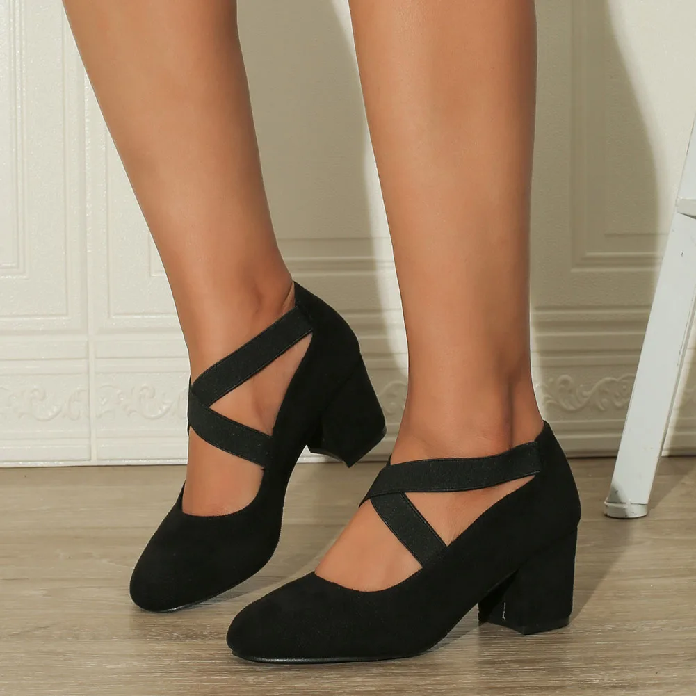 Brand Design Female Solid Mary Janes Pumps Fashion Chunky Heels women's Pumps 2024 Casual Party Office Spring Autumn Shoes Woman