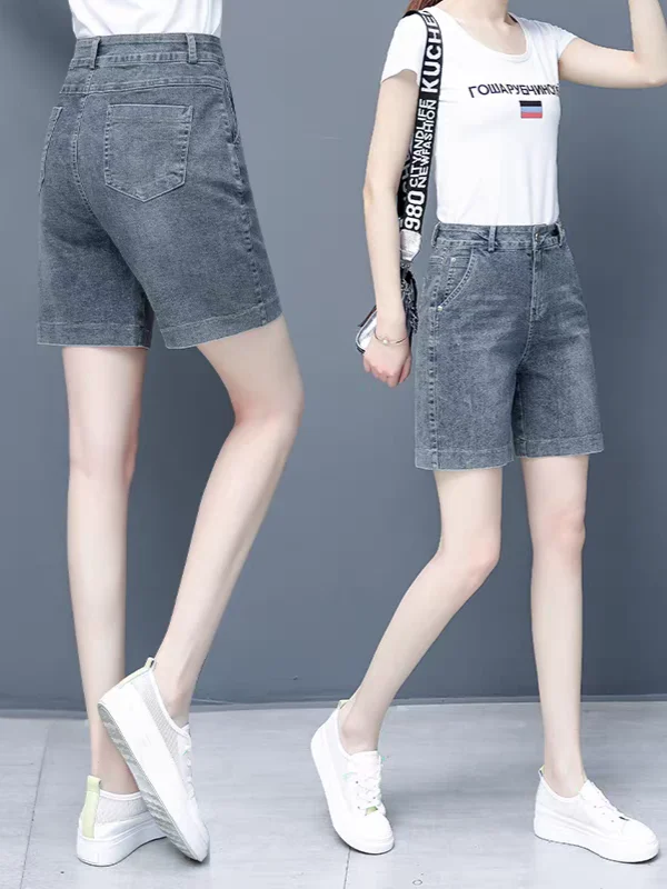 

Женские летние джинсовые шорты с высокой талией, свободного кроя, тонкие, прямые, широкие, модные, до середины икры, в гонконгском стиле