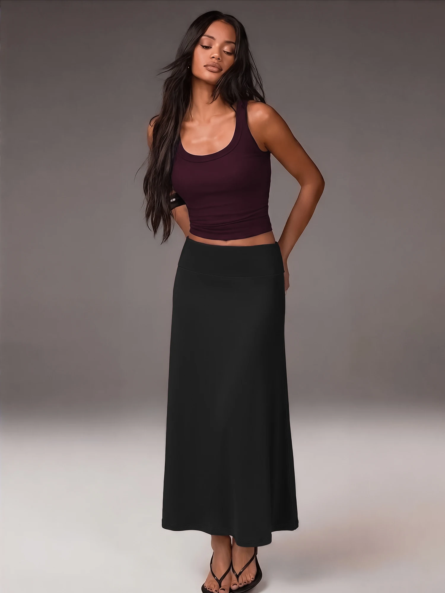 Smart Casual Midi A-Line Skirt, Streamlined Silhouette, Urban Office Errands & Formal Appointment OOTD