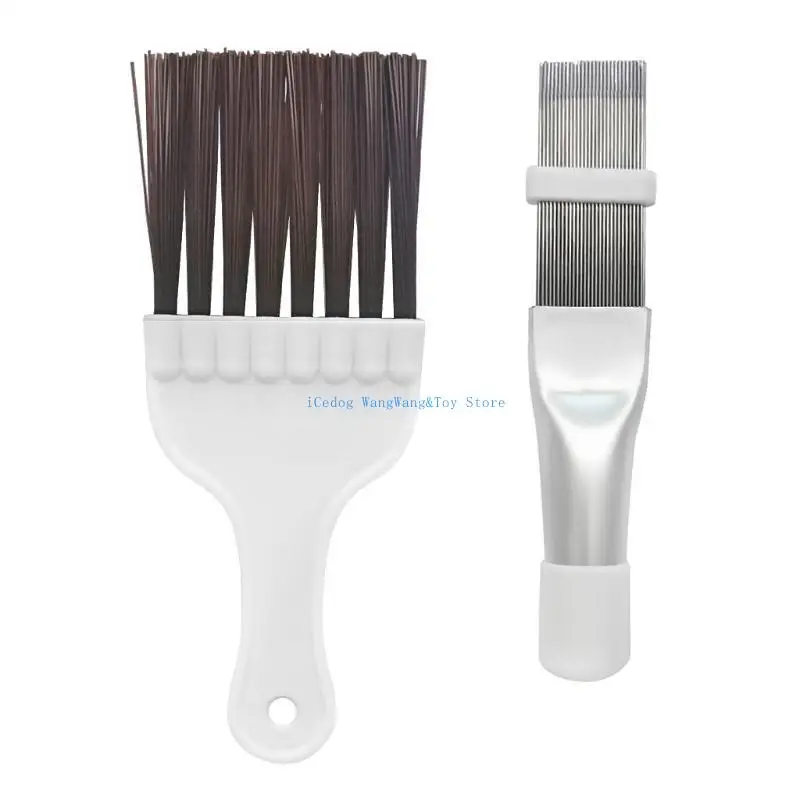 Molf 2 Pack Complener Compleing Brush بما في ذلك فرشاة الزعنفة المعدنية/فرشاة المكثف