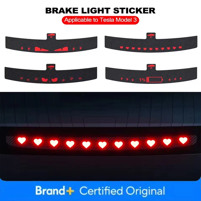 Luz trasera de montaje alto para coche Tesla Model 3, tablero de proyección de freno de coche, emblema de luz trasera de PVC, pegatinas Amagi