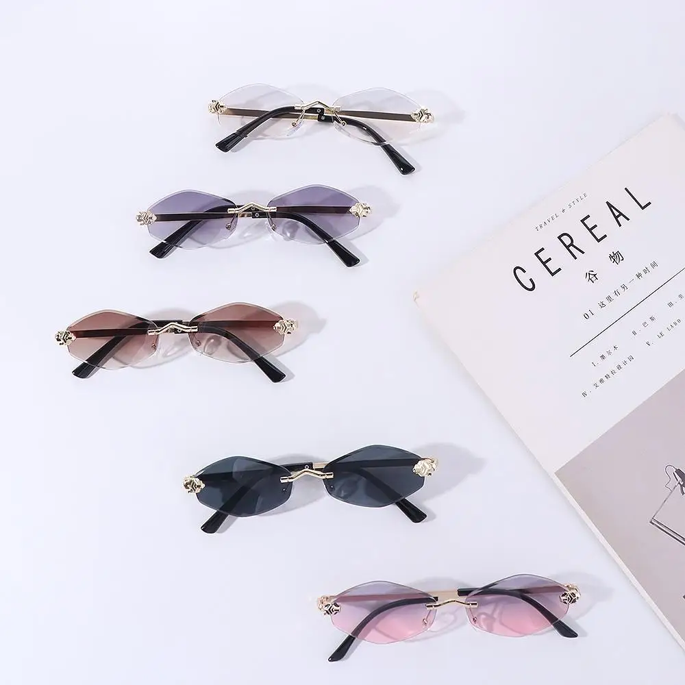 

UV400 Rhombus Sunglasses Frameless Gradient UV Resistant Cycling Glass Eyewear UV Protection Polygonal Cycling Sunglasses
