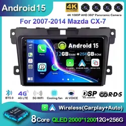 Android 15 Carplay Car Radio For MAZDA 2007 2008 2009 2010 - 2014 CX-7 CX7 CX 7 Navigation GPS Multimedia Player stereo wifi BT