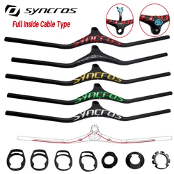 Syncros Carbon Handlebar Multiple Colour MTB Integrated Handlebar Stem -14° 60-100mm Internal line handlebar bike farme  parts